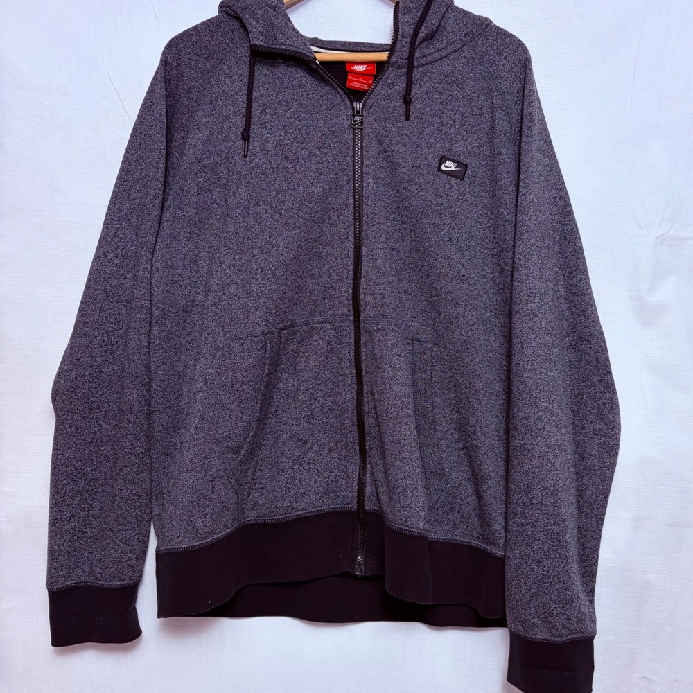 Nike Zip Hoodie Mens XL Gray Excellent Heathered Full Zip Hooded Sweatshirt